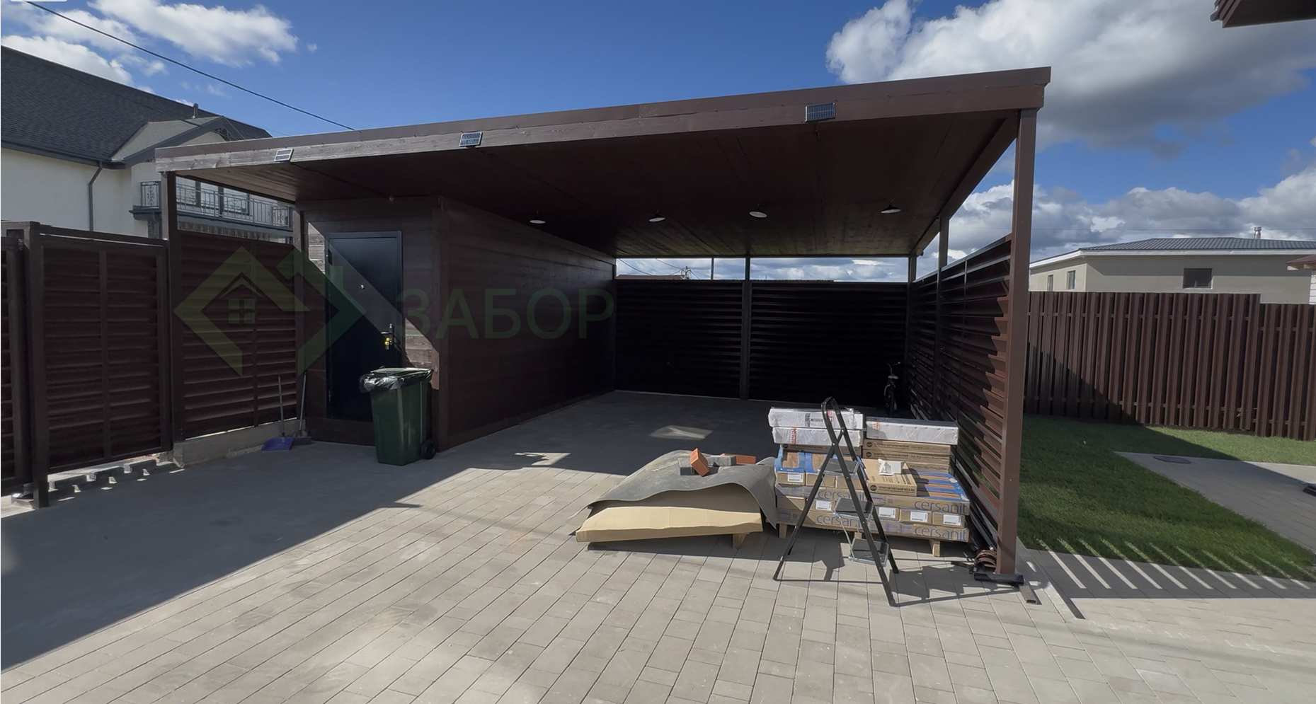 Навес с хозблоком (дерево)